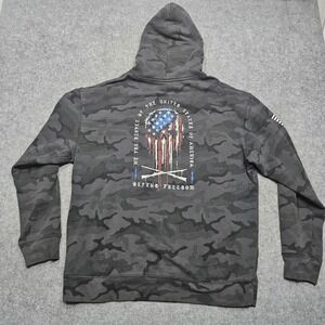Howitzer Style Patriot Men's Hoodie Sweatshirt Size XL Flag Skull Military
